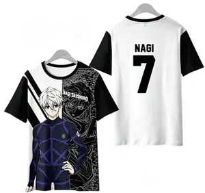 Men's and Women's Summer Short-Sleeve T-Shirt, Anime Blue Lock Print T-Shirt, Casual Fashion Crew Neck Short Sleeve, Sports Top T-Shirt