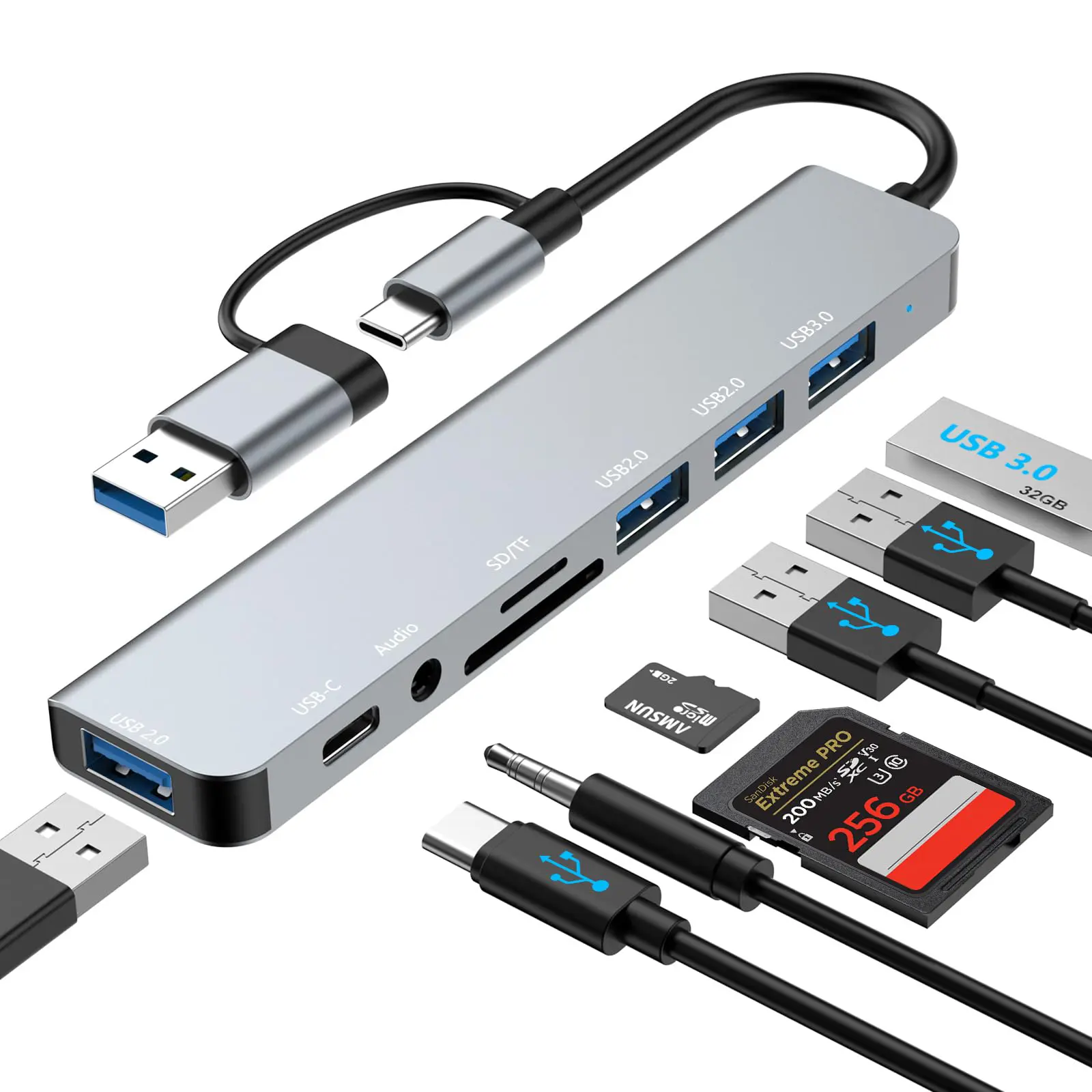 USB C Hub Ethernet HDMI Adapter, 8 in 1 Docking Station with 4K HDMI, RJ45 Ethernet, SD/TF Card Reader, USB 3.0/2.0, PD 100W, LAN USB-C Dongle for MacBook Pro/Air, iPad Pro, XPS, etc #SummerVibes