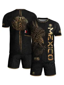 Mexico Gold Eagle Aztec Warrior Heritage Soccer Jersey, Grit Son Sport, All-Season Wear, Without Zipper & Button, Natural Fit, Sports Jersey