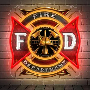 Fire Department Neon Sign USB Powered Neon Light Home Decor, Man Cave Garage Decor, Fire Station Wall Decor, Exquisite Gift for Firefighters & Father's Day Gift