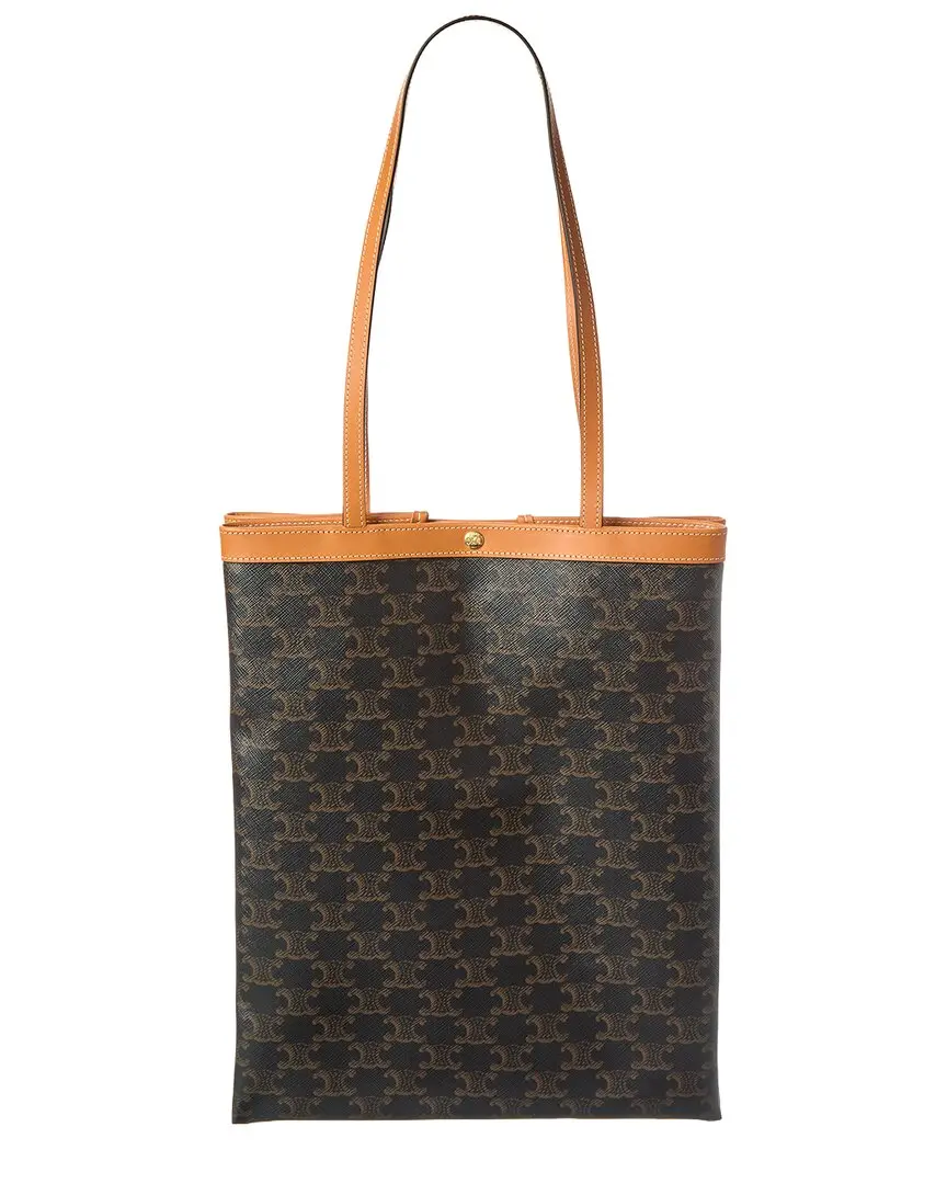 CELINE Triomphe Medium Canvas & Leather Tote
