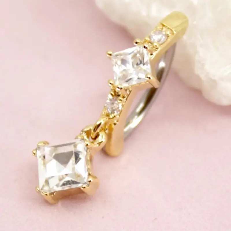 Dangling CZ Belly Button Clicker Ring stainless steel trendy accessories