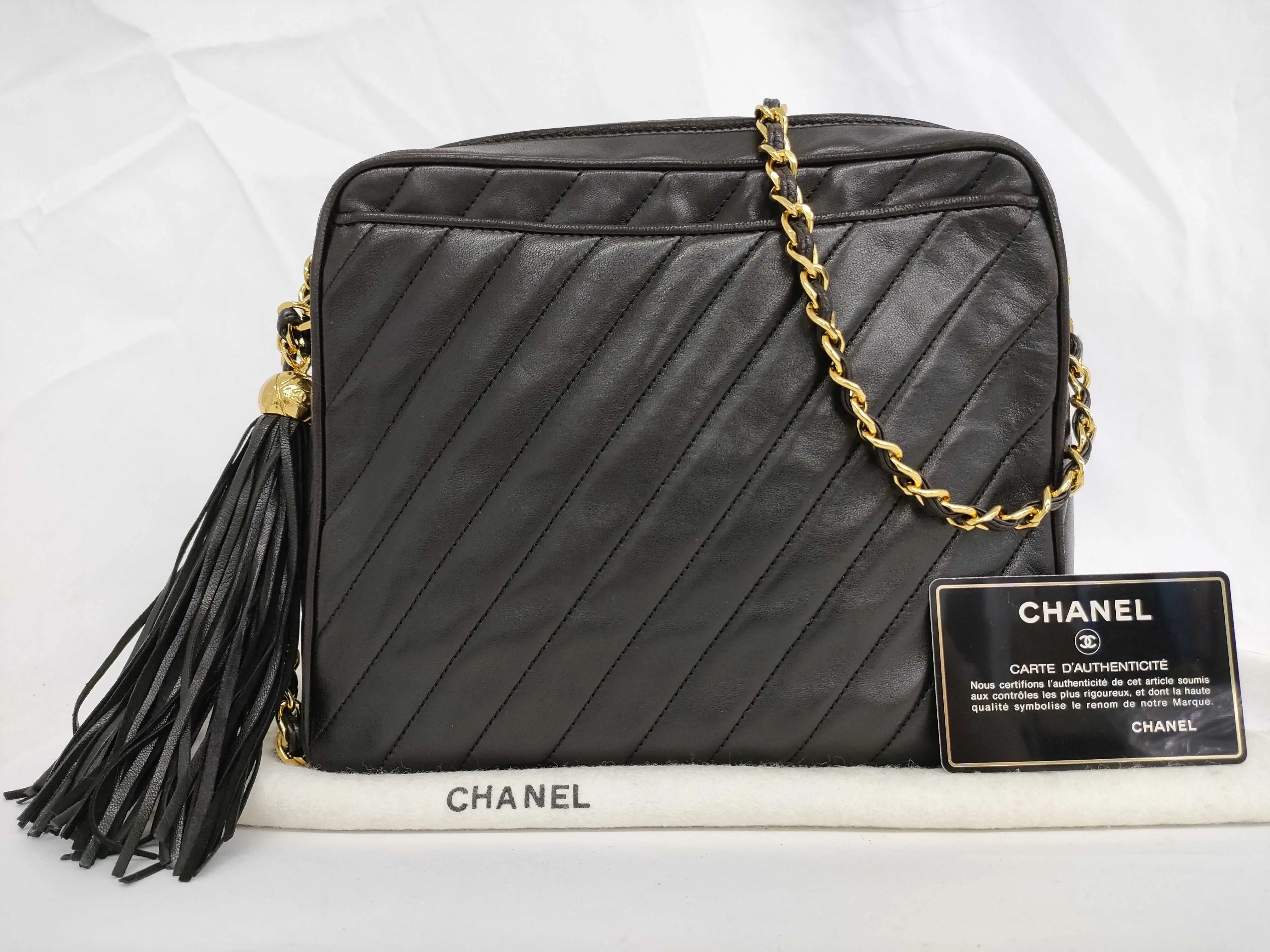 Pre-owned CHANEL PVC Shoulder Bags Lambskin Fringe Chain Shoulder Bag