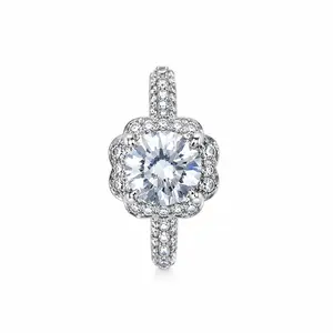 Petal Moissanite Adjustable Ring - Polished Silver-Tone Artificial Gemstone Ring, Giftable Jewelry for Everyday Styling, Parties