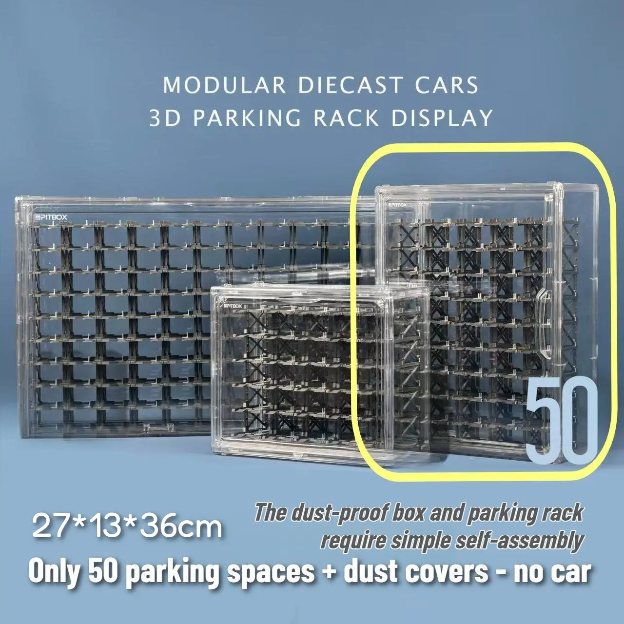 50 parking spaces + dust covers - no car