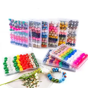 15mm Silicone Beads Kit, 70pcs/set Beads & Storage Box, DIY Jewelry Making Supplies for Bracelet Necklace Earrings Pendant