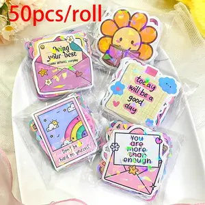 50 Holographic Shiny Irregular Shape Stickers, Positive Motivational Word Glitter Stickers, Laptop & Phone Decor, E-Reader Accessories