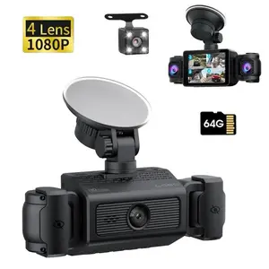 4 Channel Dash Cam, Car DVR with Front & Rear & Inside Left & Inside Right Camera, Car Electronics Accessories, Car Video Surveillance