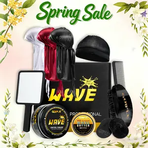 Men's Strong Hold Wave Kit Set Training Kit for Men Goiple Pomade Curved Brush Durag Cap Set Strong Hold Easy Wash Moisture Shine for Silky Waves Men's Hair Care Synthetic Comfort - Long Tail Wide Straps,valentine's day gifts for her/him