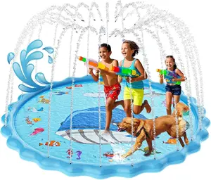 90.5" Extra Large Whale Splash Pad Sprinkler for Kids, Inflatable Outdoor Water Play Mat, Summer Backyard Toy for Toddlers, Boys & Girls Ages 3+