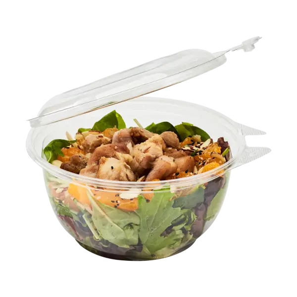 [240 sets] 32 oz Disposable Tamper Resistant Hinged Salad Bowls | PET