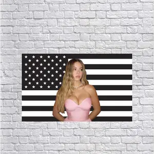 Sydney Sweeney Black American Flag Tapestry – Euphoria Actress Wall Art |   Dark Aesthetic Decor |   Celebrity Fan Flag |   Dorm Room Decor