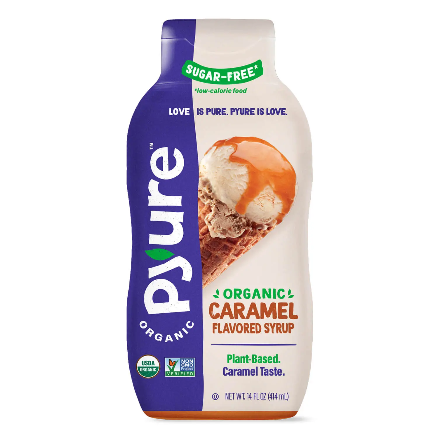 Organic Caramel Flavored Syrup - Plant-based Sweetened Syrup with No Sugar, No Artificial Sweeteners