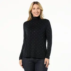 DG2 by Diane Gilman Rhinestone Embellished Turtleneck