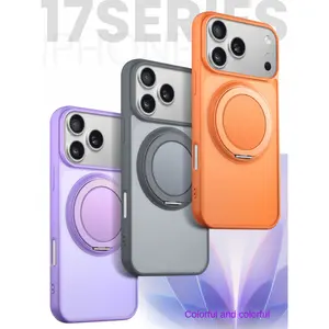 360-degree rotating stand phone case, compatible with Apple iPhone 17 Pro Max/17 Pro/17 Air/17. Matte magnetic hard shell with drop-proof design for convenient and practical use.