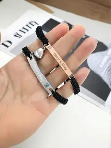 Couple Magnetic Buckle Braided Bracelet, Couples Bracelets, Fashionable Braided Bracelet for Women & Men, Trendy All-match & Exquisite Jewelry for Birthday Gift