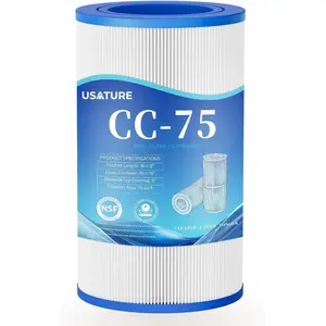 CC75 Pool Filter Cartridge Replacement for Pentair Clean & Clear 75, CC75, R173214, Pleatco PAP75, Unicel C-9407, Filbur FC-0685, 75 sq. ft Cartridge, L x OD: 16-1/8" x 10-1/16"