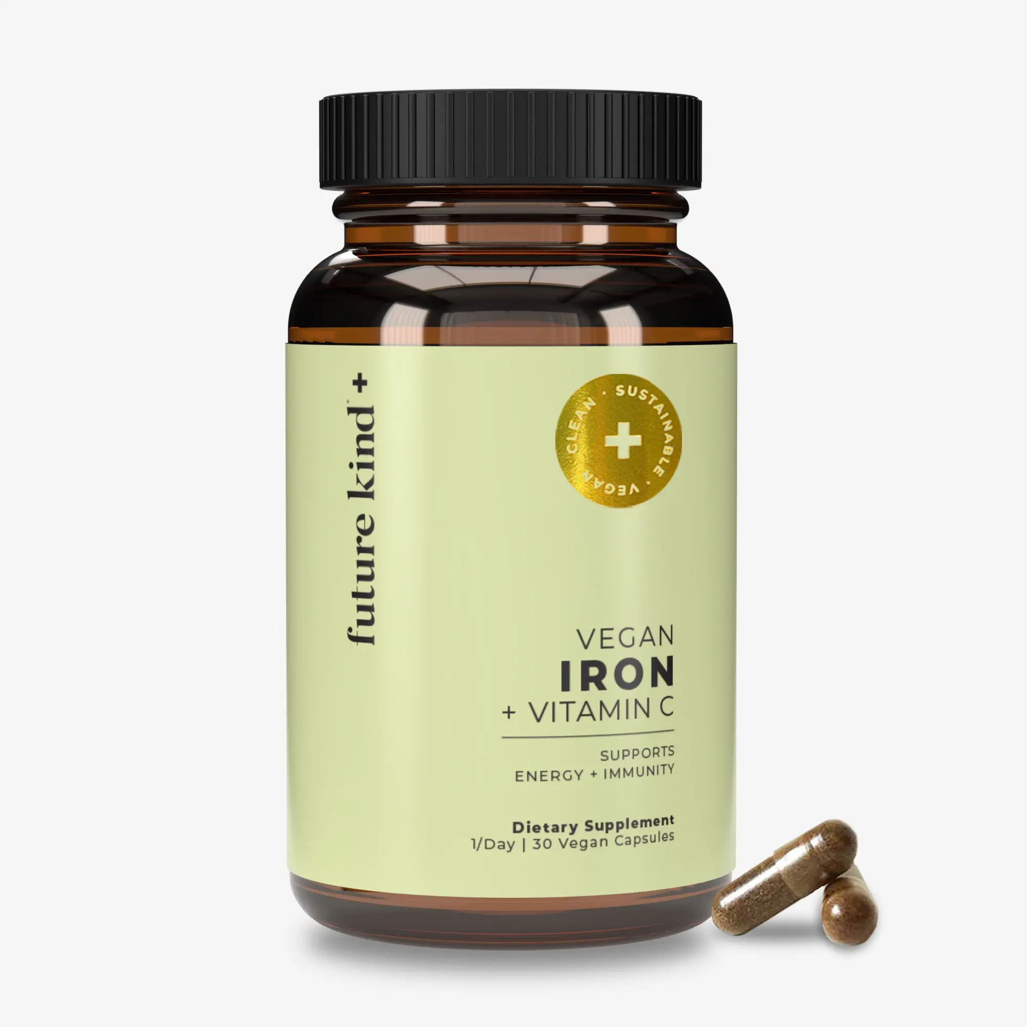 Vegan Dietary Iron Supplement with Natural Vitamin C - Supports Energy Levels