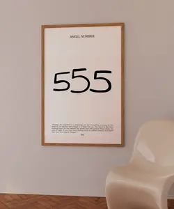 555 Angel Number Print, 555 Lucky Number, Minimal Neutral Wall Decor, Print At Home Wall Art, Spiritual Positivity Poster Prints No Framed, Gifts For Friend, Wall Art, Wall Art Decoration, Big Wall Decor