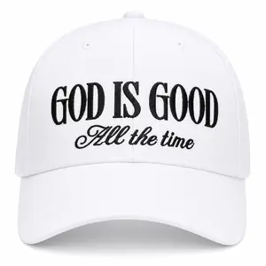God Is Good All The Time Printed Baseball Cap White Christian Faith Hat Religious Inspirational Gift For Men Women Unisex Adjustable Cap Heat Transfer Graphic Fathers Day Heat Press Church Casual Wear  Gift Outdoor Casual Hat