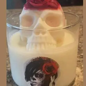 BruJa-Ja One of a kind 100% Soy Skull Candle - Scent: Amber Noir