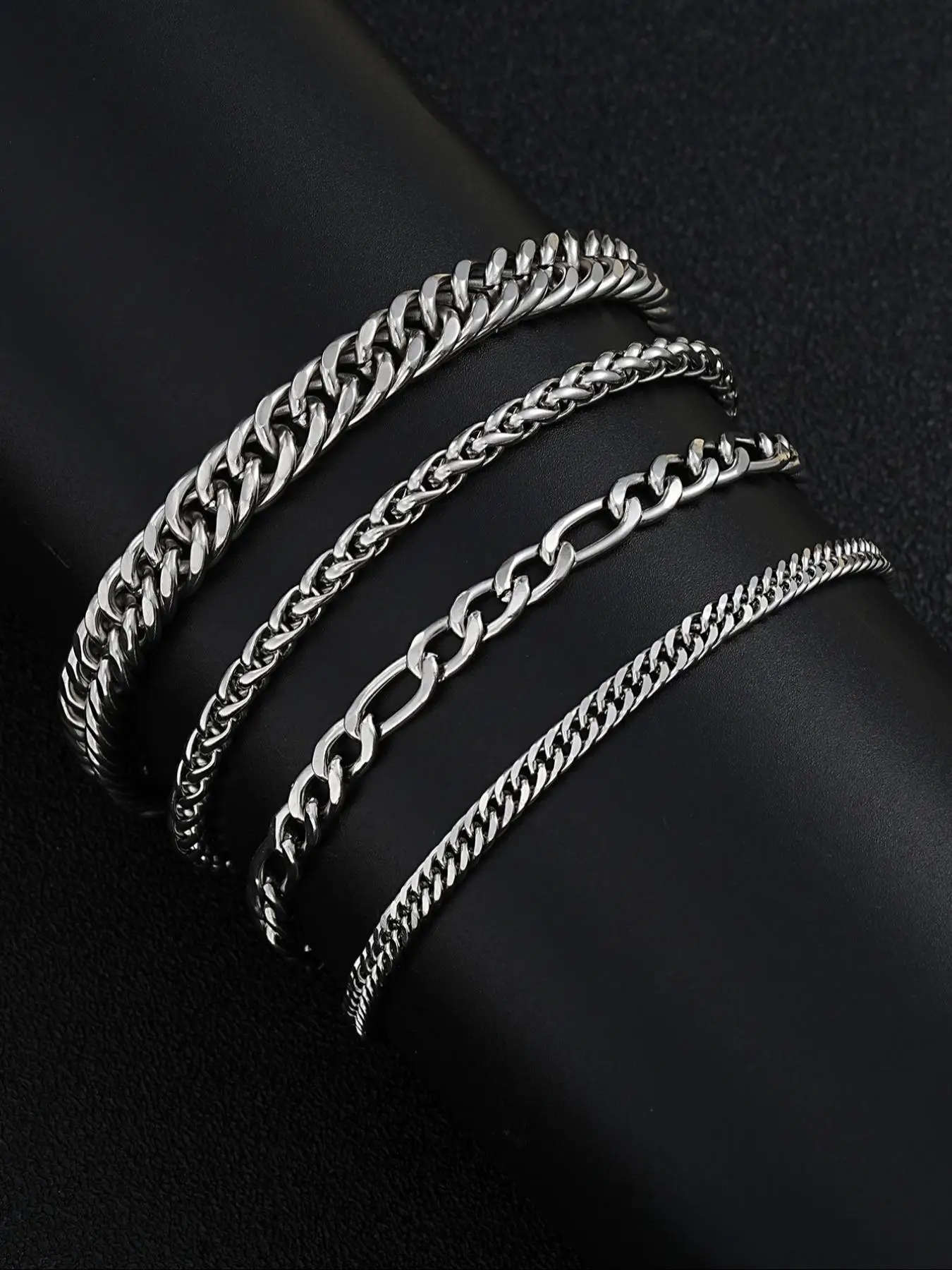 Men's Simple Plain Stainless Steel Link Matching Bracelets, Summer Fashionable Bracelets Stack for Men, Trendy All-match & Exquisite Jewelry for Birth