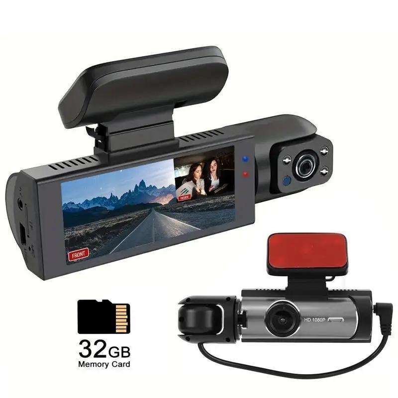 Dual Dash Cam 1080P Front and Inside Dash Camera for Cars 2 Channel Dashcam, 3.16" IPS Screen, IR Night Vision, Loop Recording, 24hr Parking Mode, Car