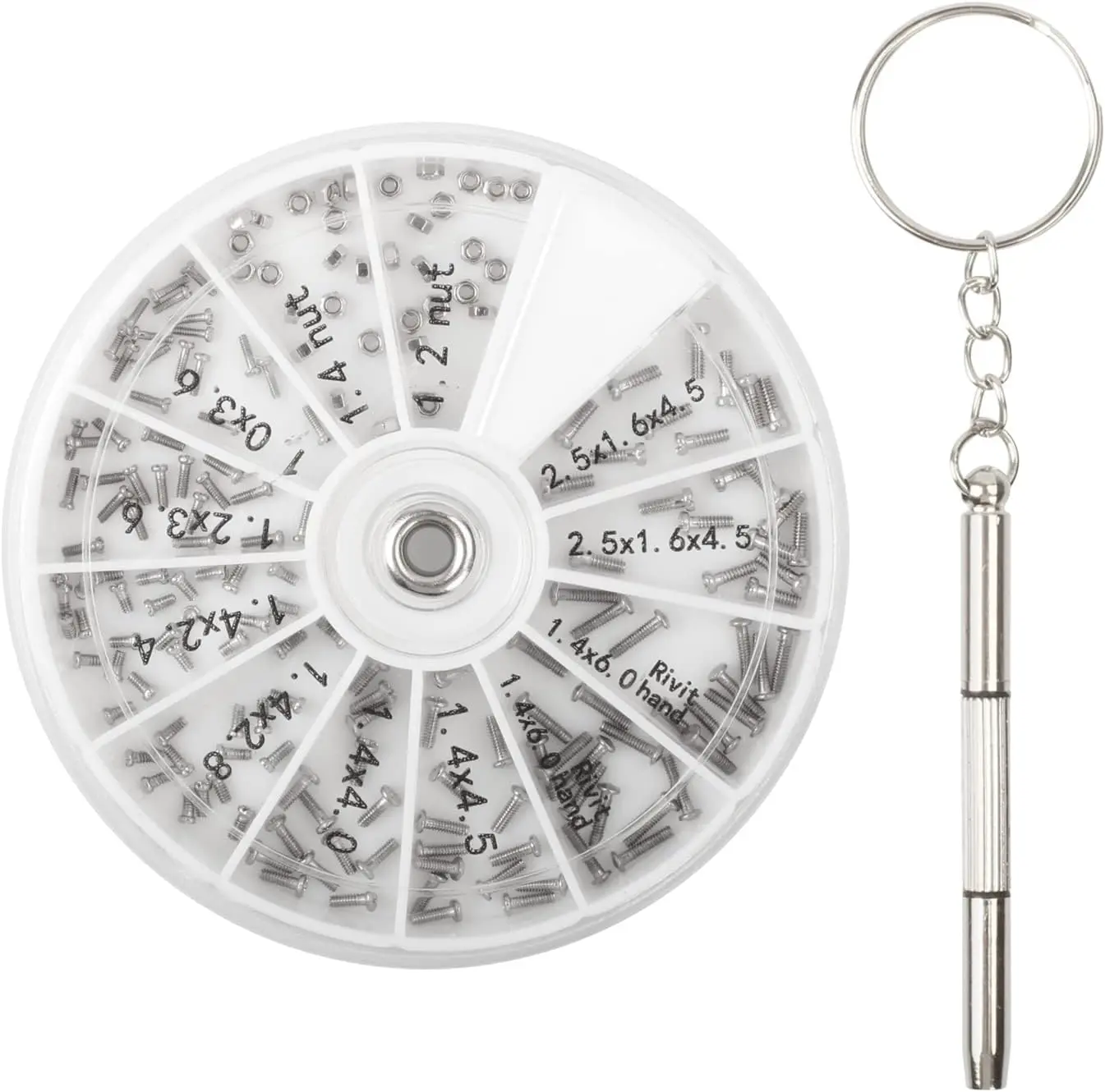 120 PCS Durable Multifunctional Eyeglass Repair Kit - Rust-Resistant Stainless Steel Tiny Screws, Nuts, Universal Screwdrivers, Precision Tools, Space-Saving Box for Glasses, Watch Repairers