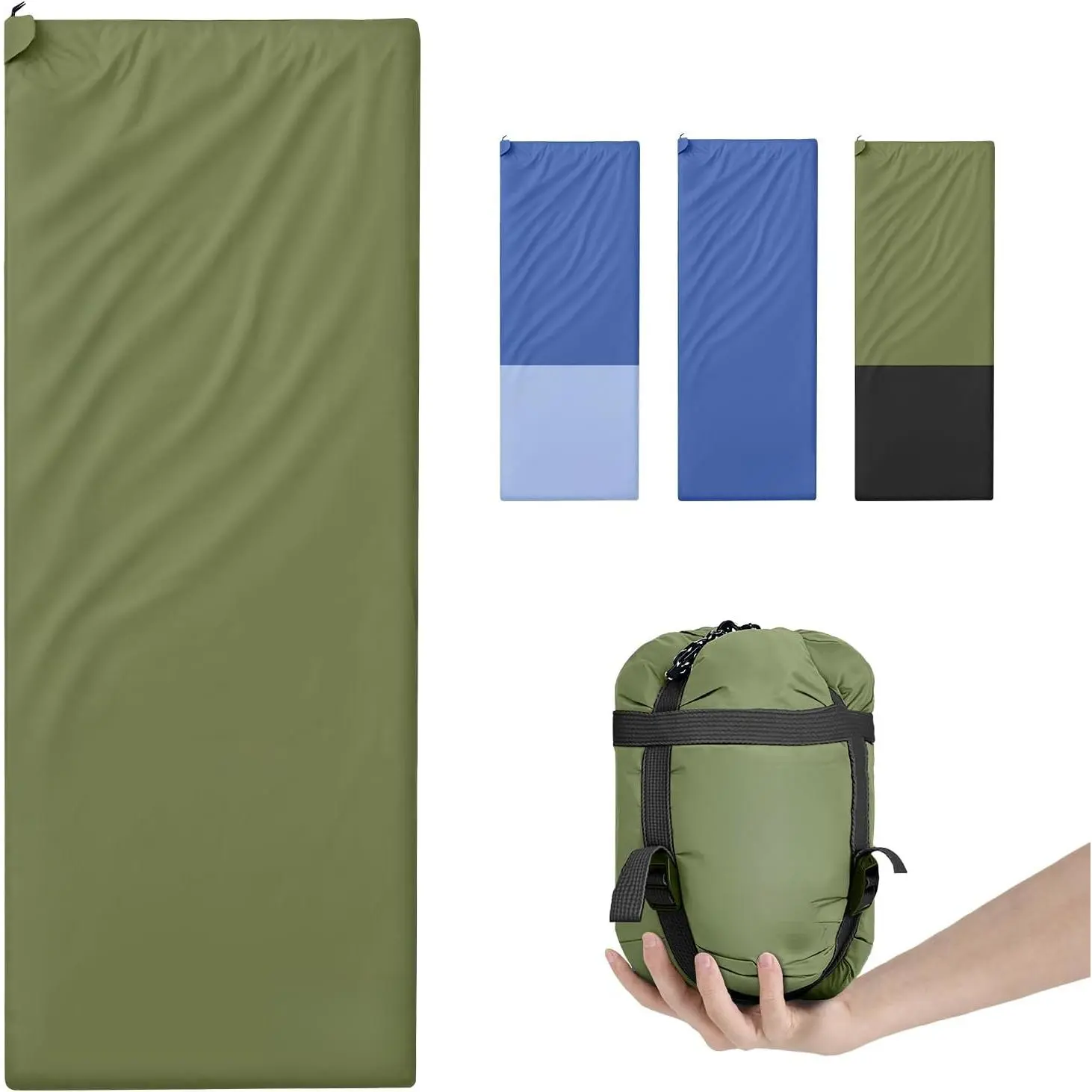 Unisex Ultralight Sleeping Bag, 75-Inch Nylon for Warm Weather Outdoor Adventures, Convertible to Blanket with 2-Way Zip & Compression Sack, Lightweight, Two-Way Zip