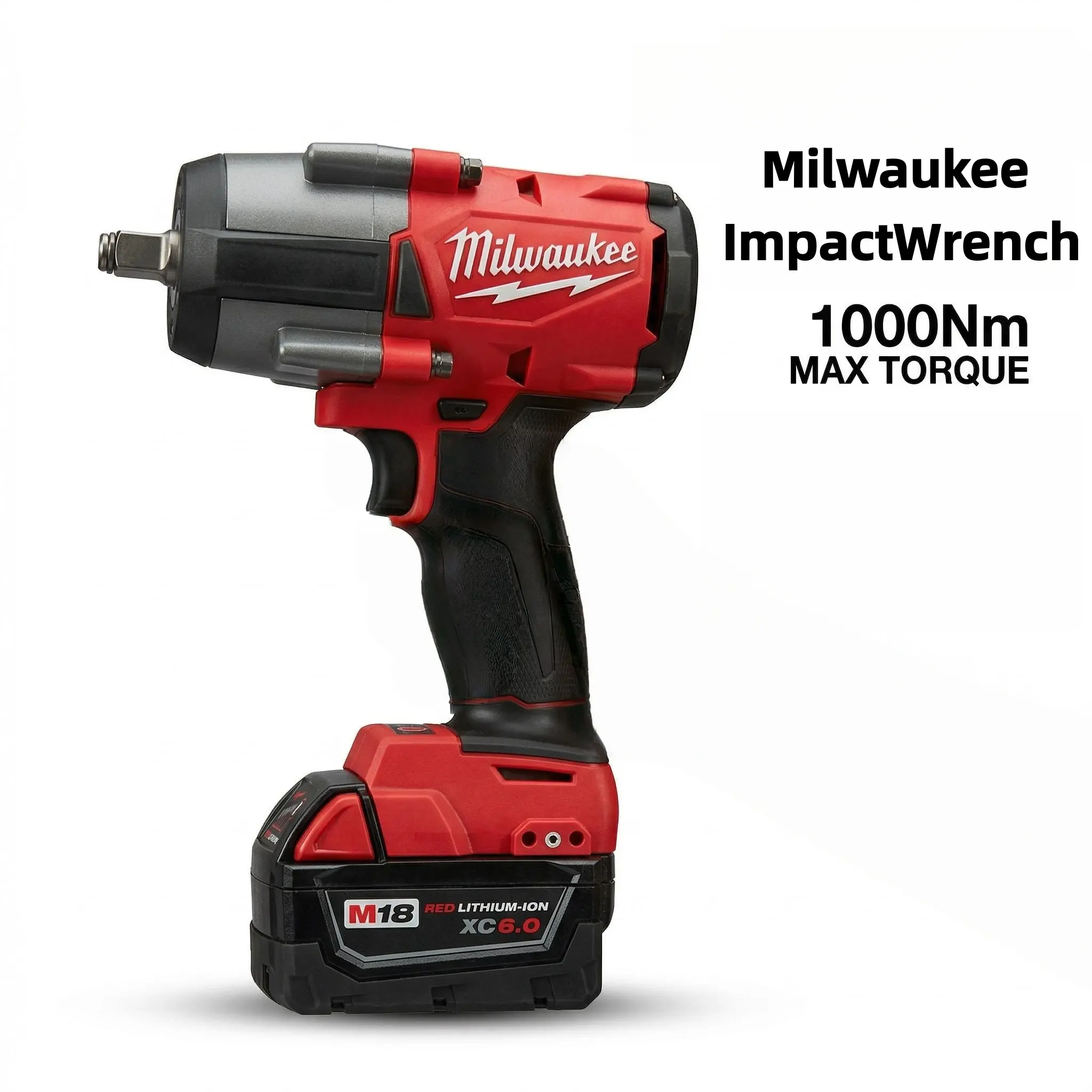 Milwaukee M18 FMTIWF12 Cordless Mid-Torque 1/2 in Impact Wrench Kit (Power Tools, Cordless Power Tools) with 18V Lithium-Ion Battery & Charger for Heavy Duty Automotive Repair, Construction – 1000Nm Torque, 3000 RPM, 3100 IPM, Friction Ring, Batteries