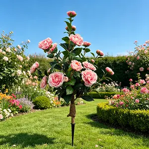 35-inch simulated camellia trees, artificial ground flowers DIY, camellia shrubs, bright flowers, anti-ultraviolet, suitable for lawn courtyard, garden, terrace, porch decoration