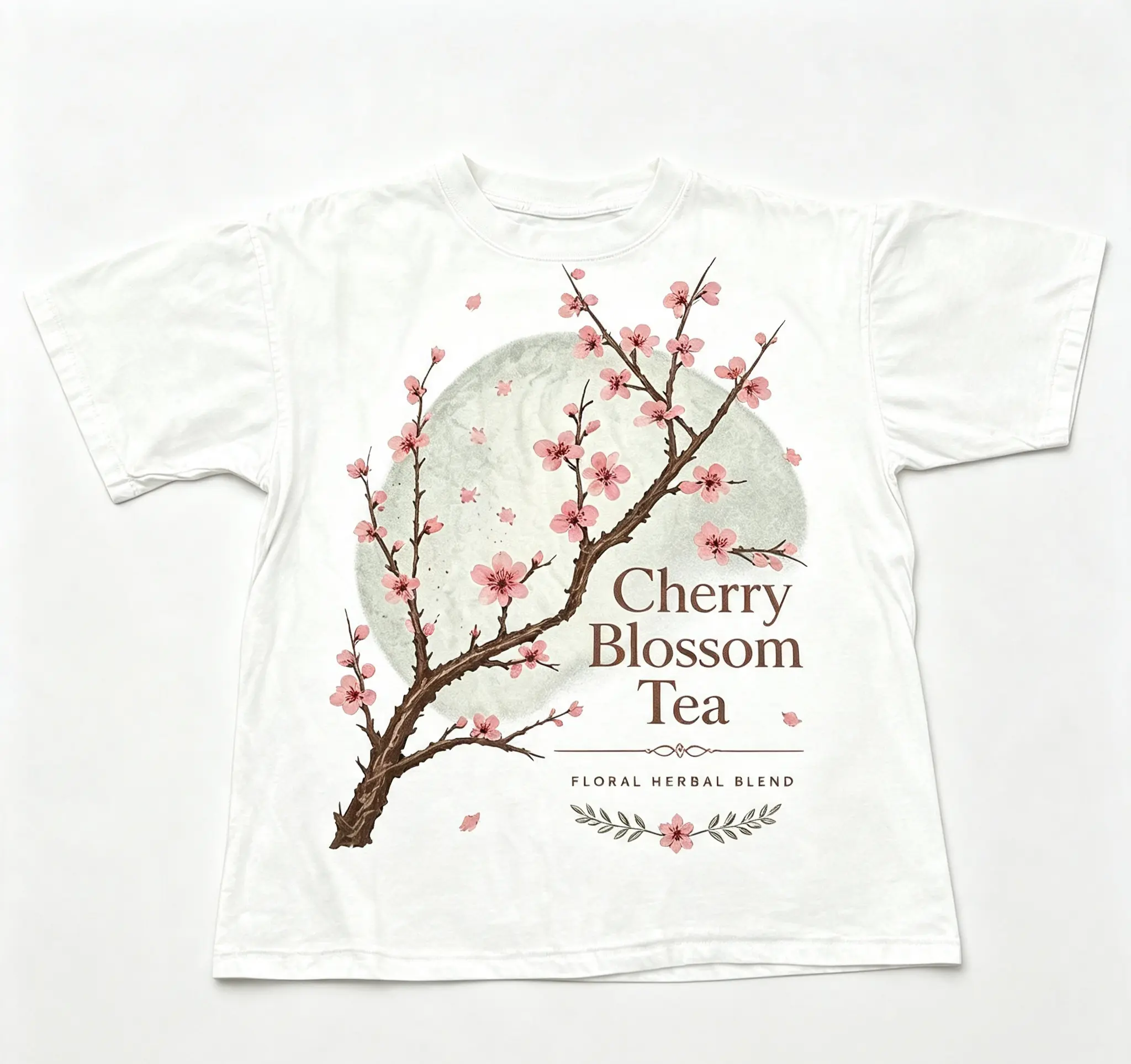 Vintage Cherry Blossom Tea Graphic T Shirt Unisex Cotton Botanical Aesthetic Casual Tee # gold star t shirt # we aint boyz t shirt # good graphic tees # side graphic tee # graphic t shirt deals # borat t shirt # alligator alcatraz shirt # roll shirt Top W