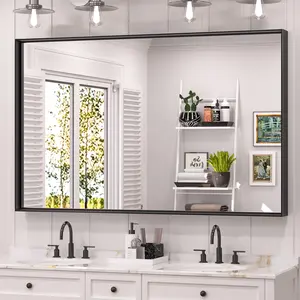 TETOTE Rectangle Metal Framed Mirror, Vanity Mirror for Bathroom, Versatile Wall Mirror, Rustproof, Shatterproof Tempered Glass, Wall Mounted