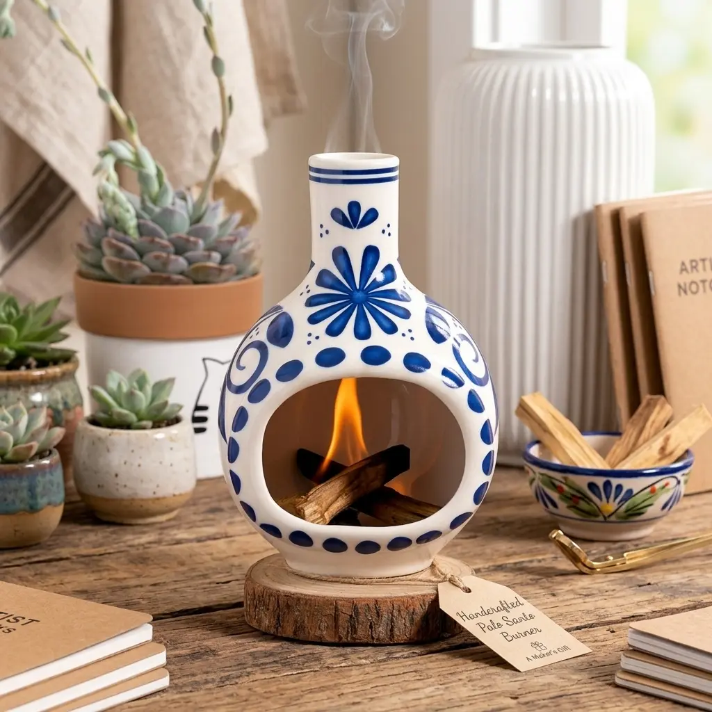 Handmade Ceramic Palo Santo Holder Burner - Mini Chimenea Incense