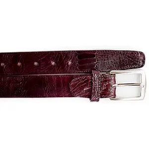 Ostrich Leg Belt in Dark Burgundy