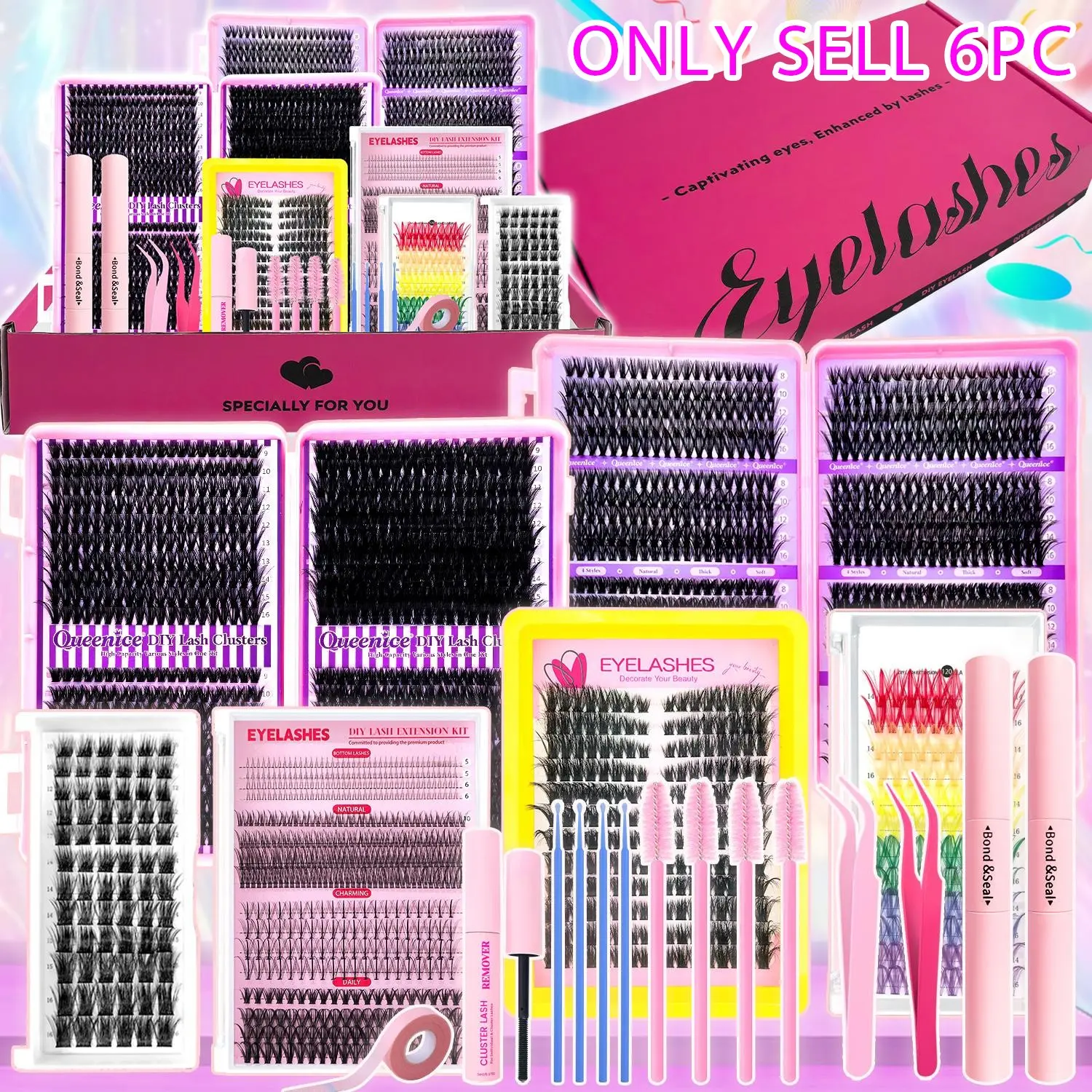 20-Piece False Eyelash Gift Set, Fluffy/dense/natural Options, Large Capacity, Includes Glue & Tools, DIY Lash Kit, DIY Eyelash Extensions, Diy Dramatic Lashes, Ideal for Beginners DIY, Party, travels, weddings, Fluffy False Eyelashes