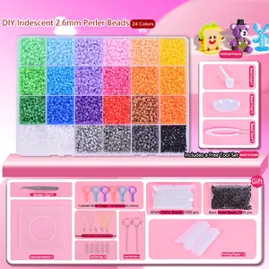 24 Color 48 Piece DIY Craft Kit, 2.6mm Fuse Beads Set for Creative Art Projects, Home Decor, Birthday Gifts, Holiday Crafts