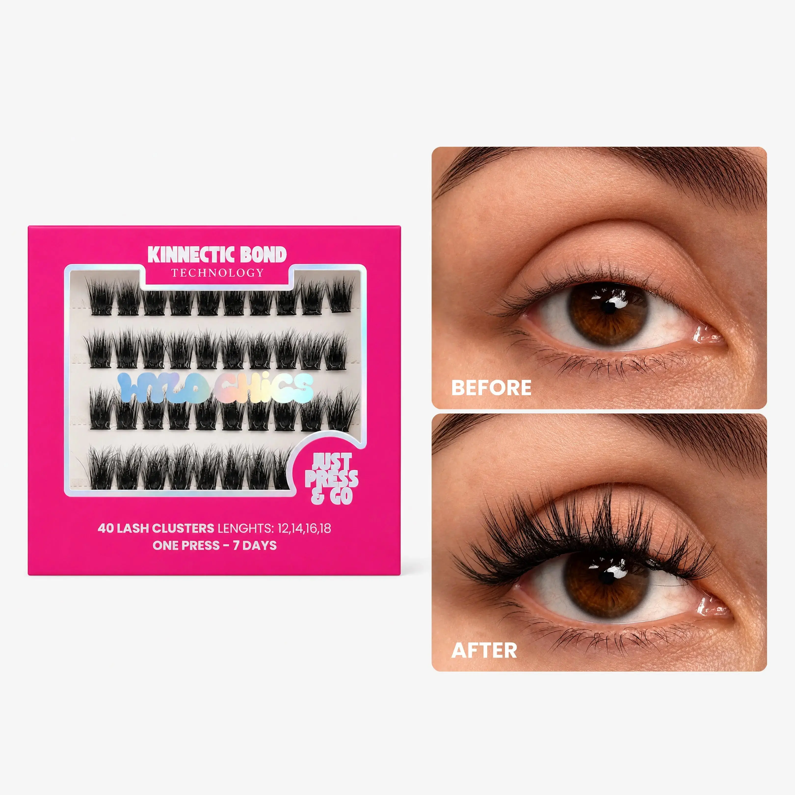 Minx - 40 PCS Self Adhesive Eyelashes Clusters Kit - DIY Eyelashes Pre Glued - One step press and go
