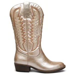 COCONUTS by Matisse Womens Lasso Round Toe  Casual Boots Mid Calf Low Heel 1-2" - Gold