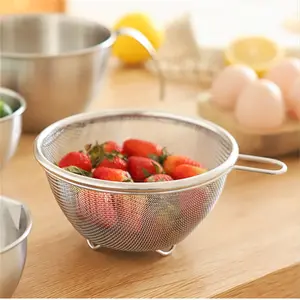 Nested Storage Bowls with Measuring Marks, Food Mixing Bowl with Mesh Filter, Large Capacity Nesting Bowls for Salad Mixing