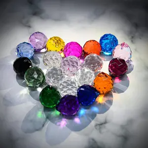 20 piece Mixed Colorful Crystal Ball Prism 0.8"/20mm Hanging Crystals Prisms with Drilled Hole Sun Shine Catcher Rainbow Pendants Maker for Ornaments