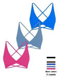 women's solid color sports bra, breathable comfortable wireless sports bra, ladies sportswear for indoor outdoor wear