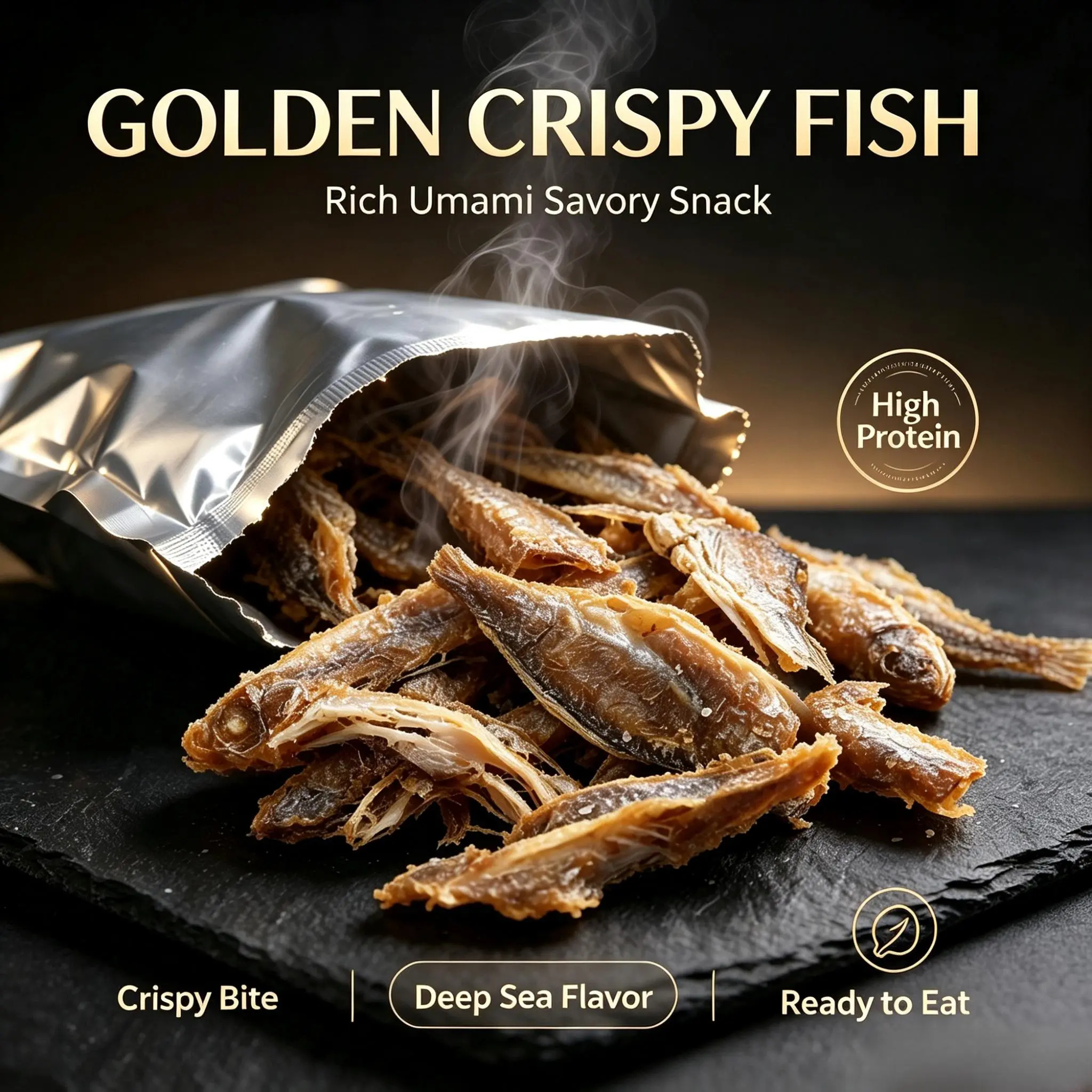 GCrunchy & savory, rich umami with mild spice.High protein, ready to eat, no fishy aftertaste.
