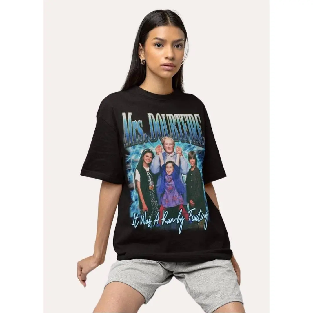 Mrs. Doubtfire Shirt – Celebrate the iconic charm of Robin Williams with this Mrs. Doubtfire-inspired tee, sweatshirt, or hoodie. A nostalgic must-have for fans of the beloved classic and the lege