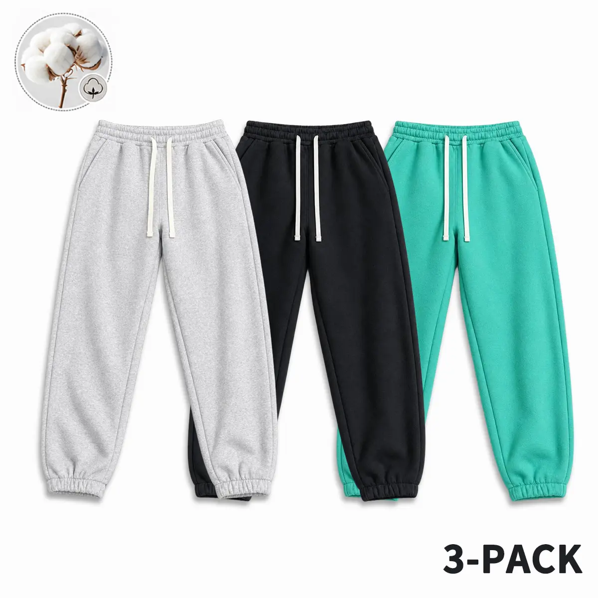 Spring/Autumn Cotton Cuffed Joggers, Simple Solid Color, Elastic Waist with Drawstring, Casual Sweatpants for Men and Women