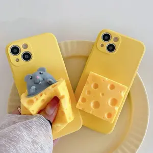 Funny Cheese Mousie Nee Doh Decompression Phone Case For Women, Compatible With Iphone Accessories Smartphone Silicone Cellphone Cover