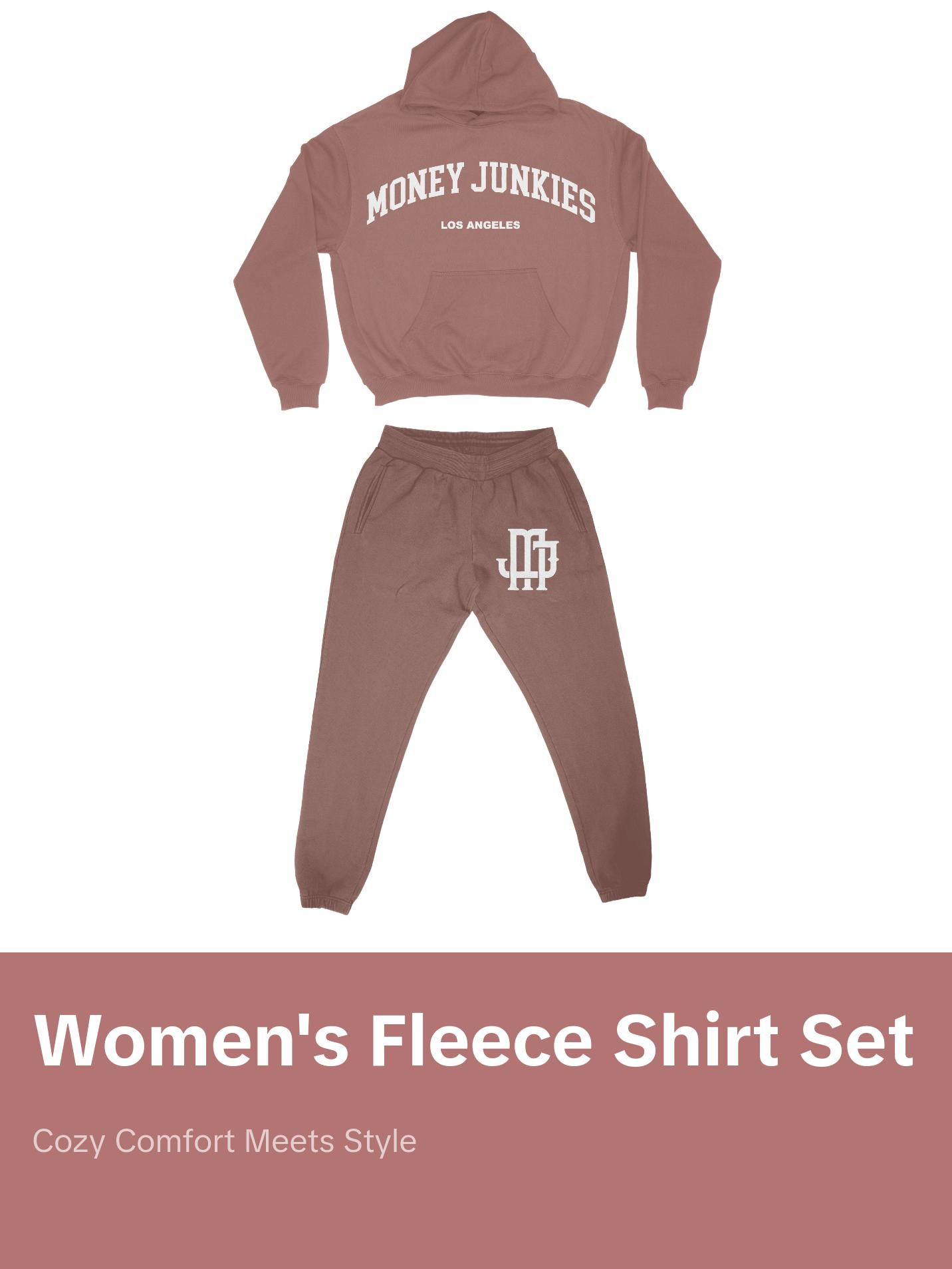 Essentials Money Junkies  Women’s Sweatsuit Set Fleece Womenswear Overalls Pocket