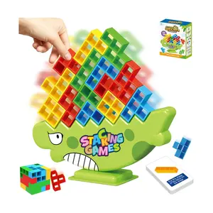Dinosaur Tower Balance Game Set, 16-64 Pieces, Fun Family Party Game for Kids & Adults, Unique Birthday Gift Idea Stacking Game Dinosaur building blocks party game toy Stacked High Tetris Block Desktop Balance Block Stacked Puzzle Board Game