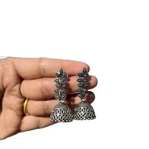 Oxidized Silver Plated Jhumka