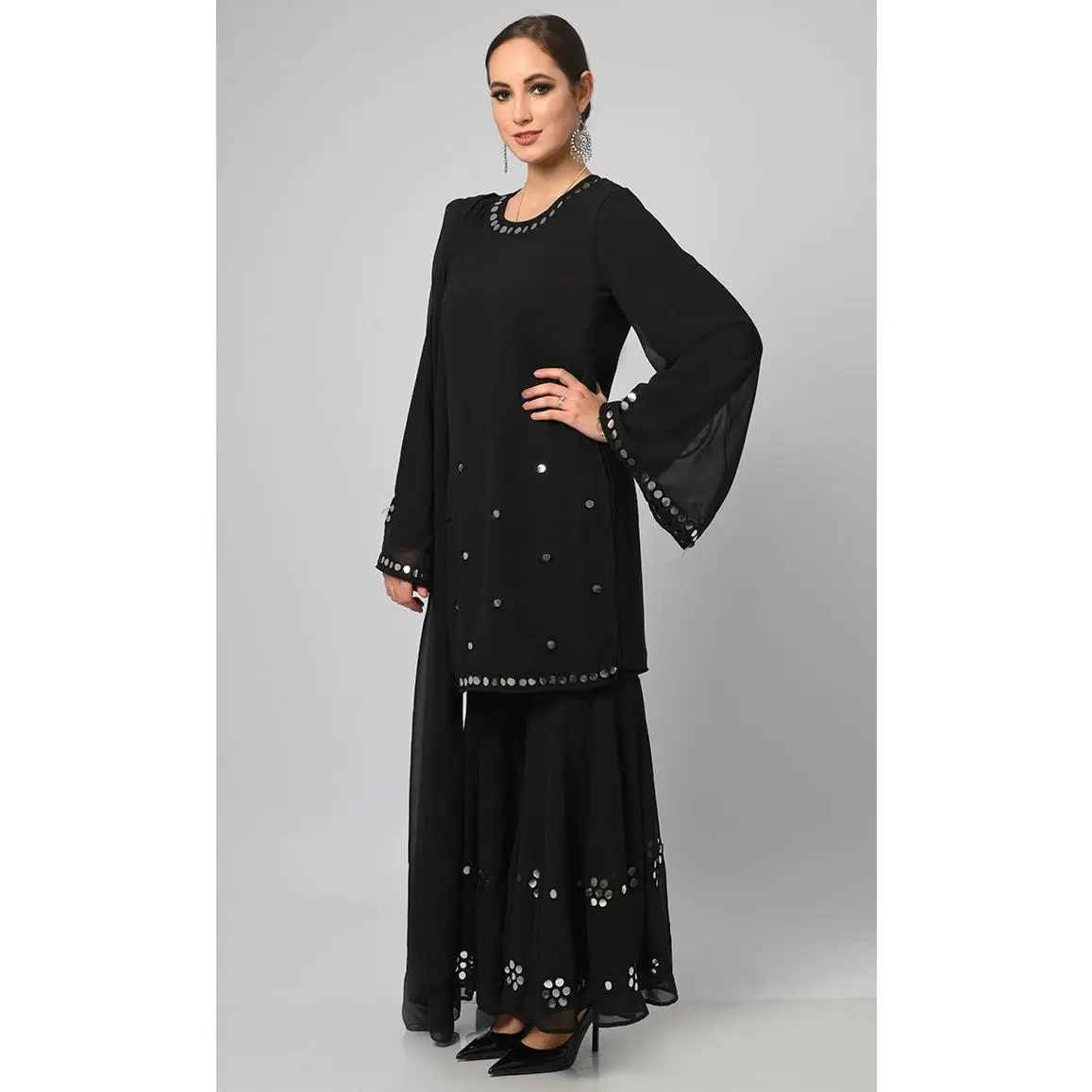 Georgette Flared Palazzo Kurta Set With Dupatta set